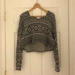 OUT FROM UNDER Aztec Print Crop Top Hoodie